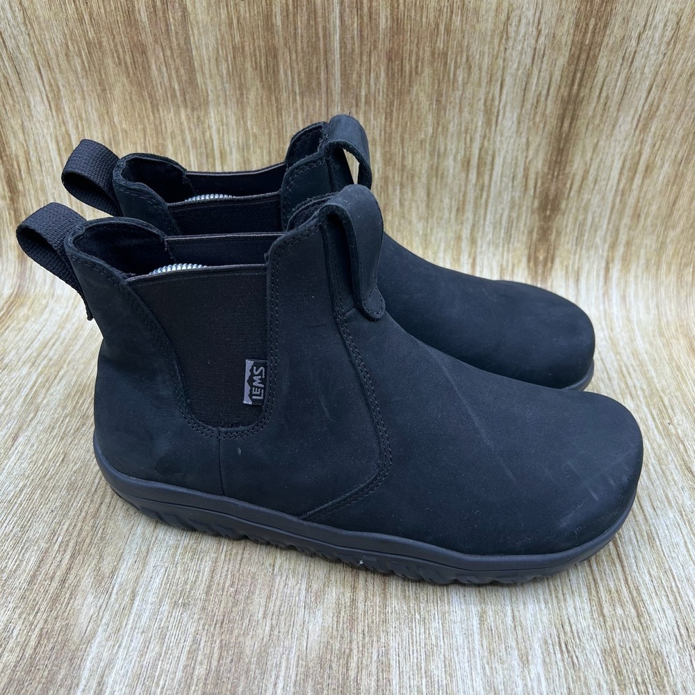 Lems Chelsea Boot WP Women's 9 Black Waterproof Leather Zero Drop Minimalist